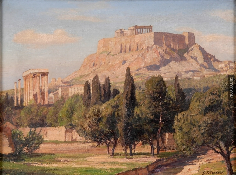 Georg Macco Blick auf die Akropolis und das Olympieron
