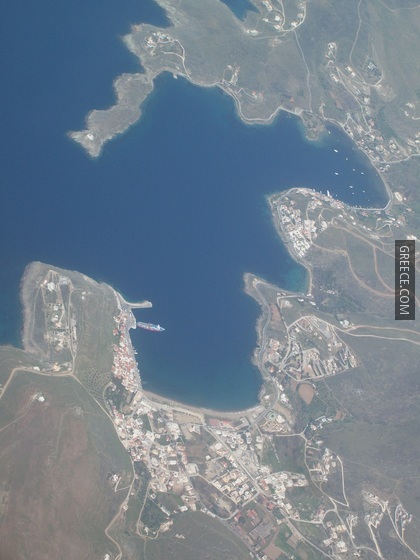 Corissia port, Kea island airview