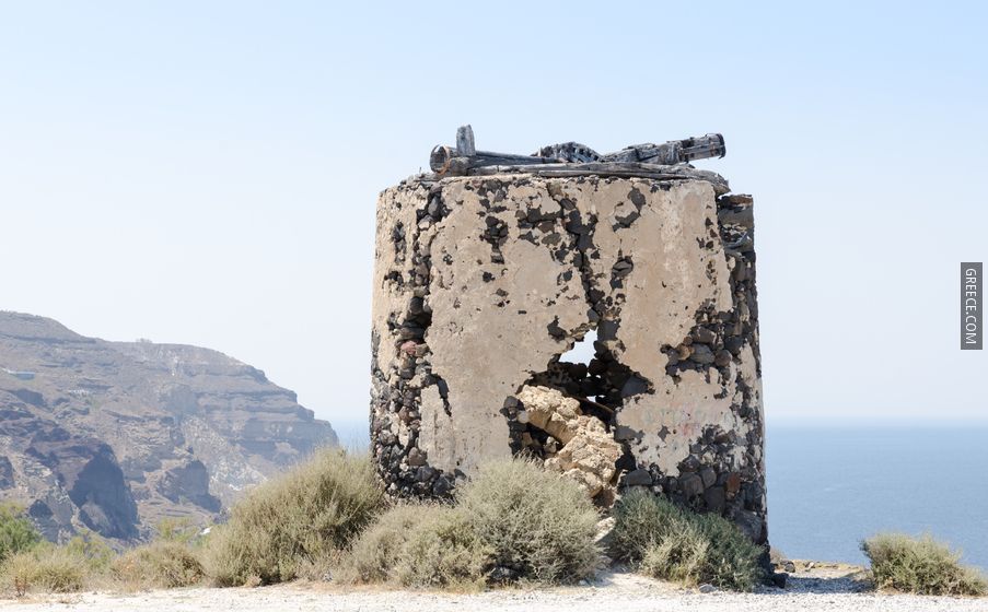 Remains of a windmill at the crater rim near Akrotiri  Santorini  Greece  04