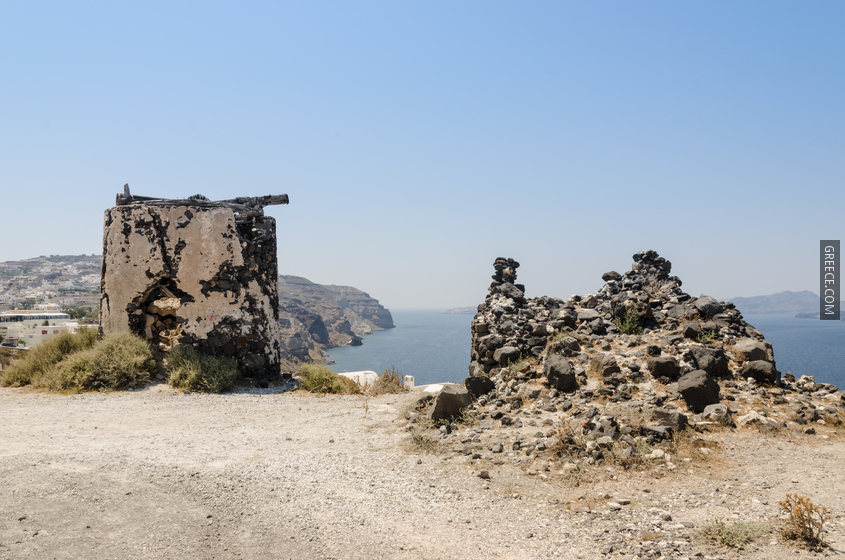 Remains of a windmill at the crater rim near Akrotiri  Santorini  Greece  05