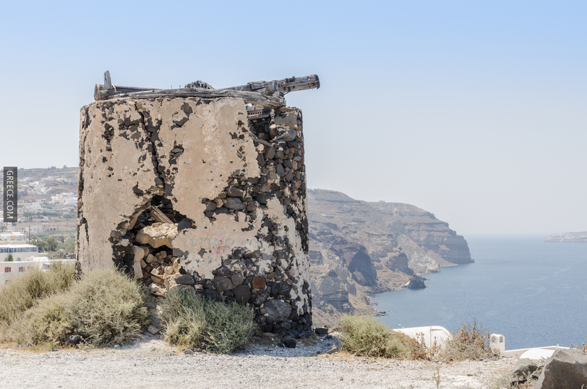 Remains of a windmill at the crater rim near Akrotiri  Santorini  Greece  06