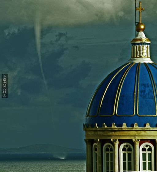 Waterspout at sea between Syros and Mykonos