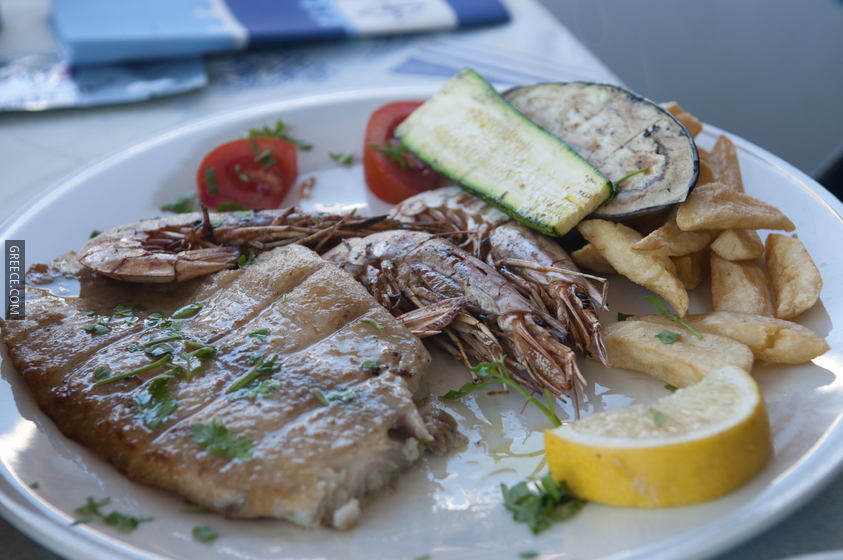 Sole with prawns in Limnionas, Kos, Greece (5653638739)