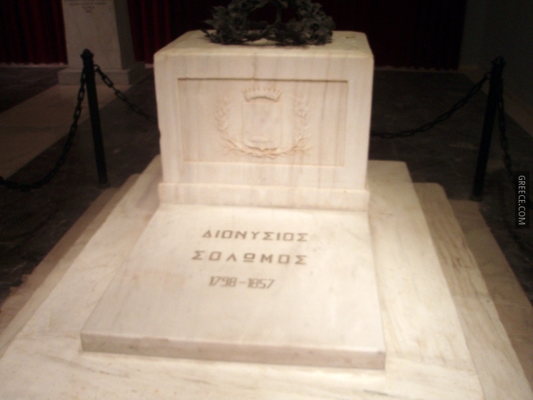 Dionysios Solomos tomb in his mausoleum, Zakynthos City, Greece 01