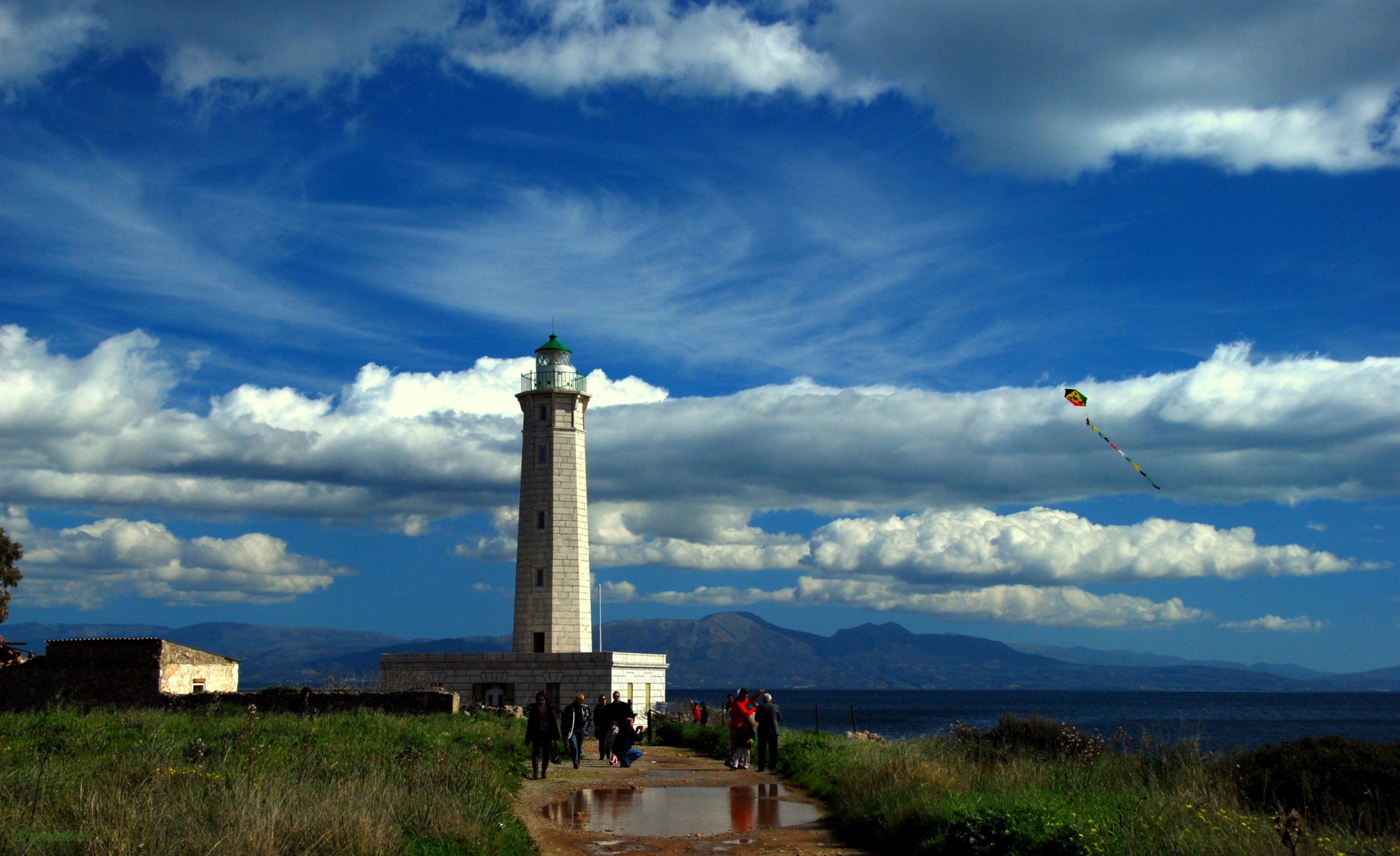 186 Lighthouse of the island Kranai,Greece...Ash Monday ...custom of ...